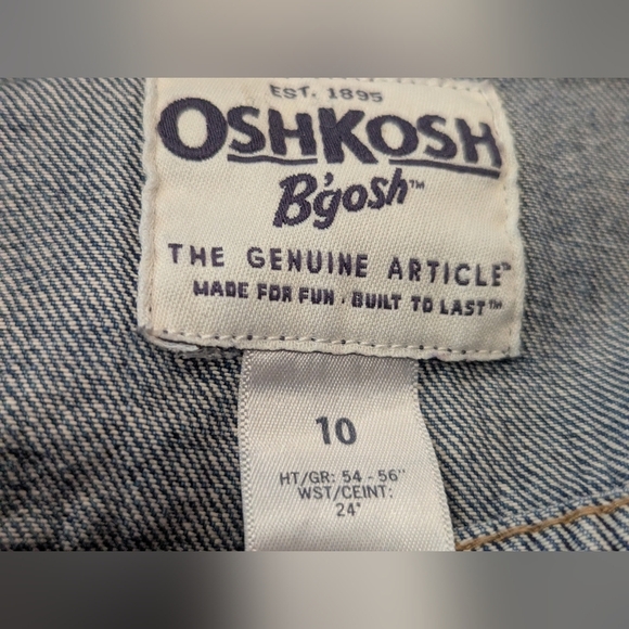 OshKosh B'gosh Medium Stone Wash Blue Denim Jean Jacket Pockets Girls Size 10 - Picture 9 of 9